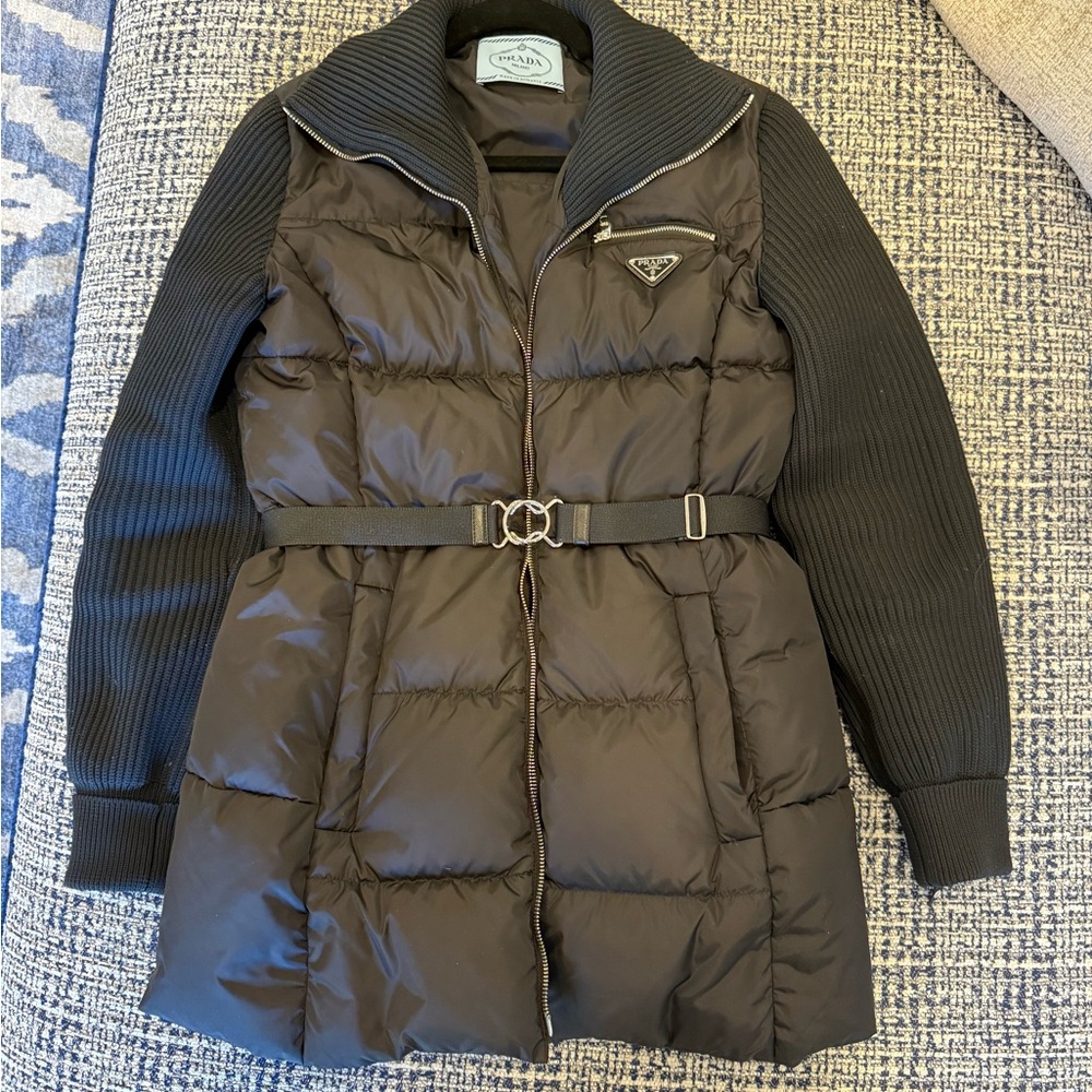 Prada Black Quilted Puffer Coat with Belt brand new!!!